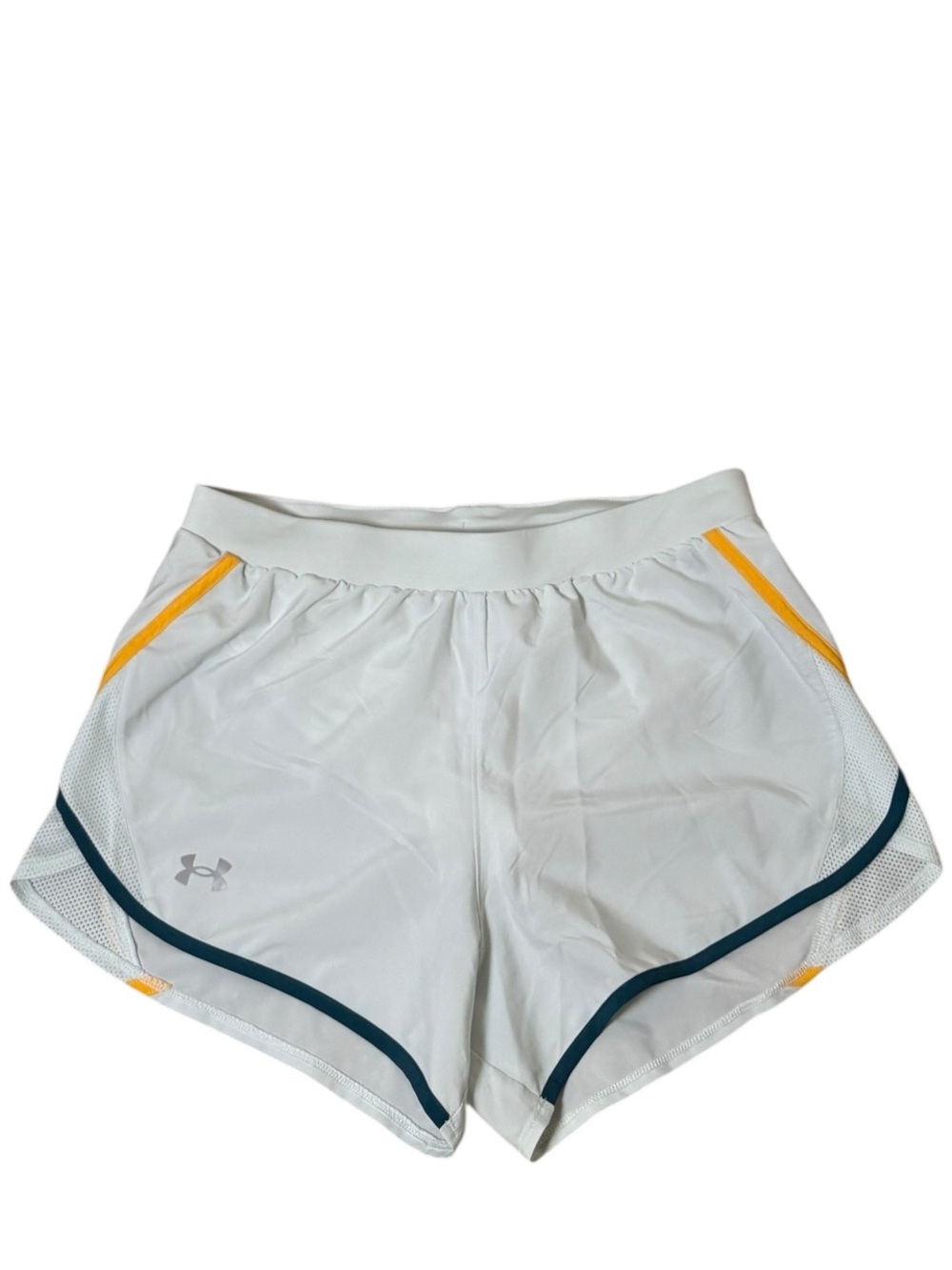 Under Armour Medium Blue Running Shorts with Yellow and Dark Teal Trim